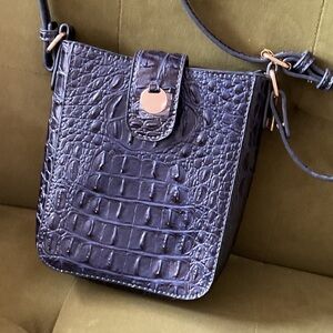 💜🧡Elegant Crocodile-Embossed Purple -Blue Crossbody Bag